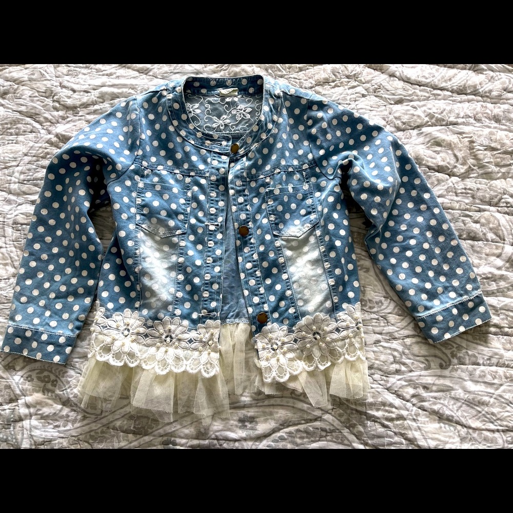 Girls Polka Dot w/ Lace Jacket Size 6